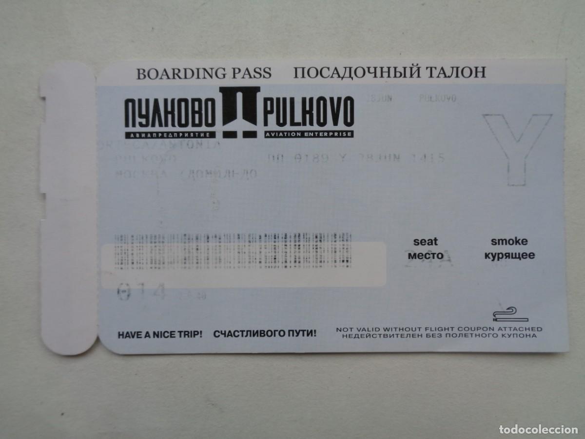 Sammeln von Fahrkarten: BILLETE DE AVION COMPA&Ntilde;IA PULKOVO , RUSIA . DETRAS PUBLICIDAD CERVEZA