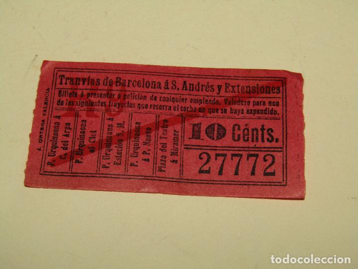 Sammeln von Fahrkarten: ORTEGA - 3 BILLETES DE TRANVIAS DE BARCELONA A S. ANDRES Y EXTENSIONES // alb granate