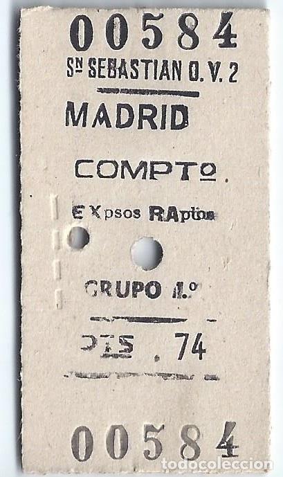 Colecionismos Bilhetes de Transporte: Billetes de tren - San Sebastian - Madrid