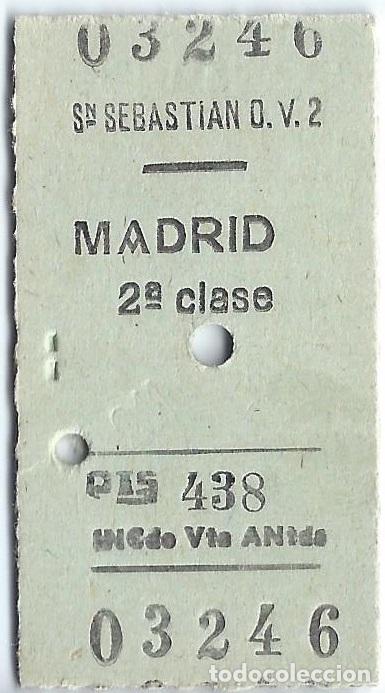 Colecionismos Bilhetes de Transporte: Billetes de tren - San Sebastian - Madrid