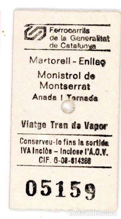 Colecionismos Bilhetes de Transporte: BILLETE DE FGC // MARTORELL - MONISTROL DE MONTSERRAT