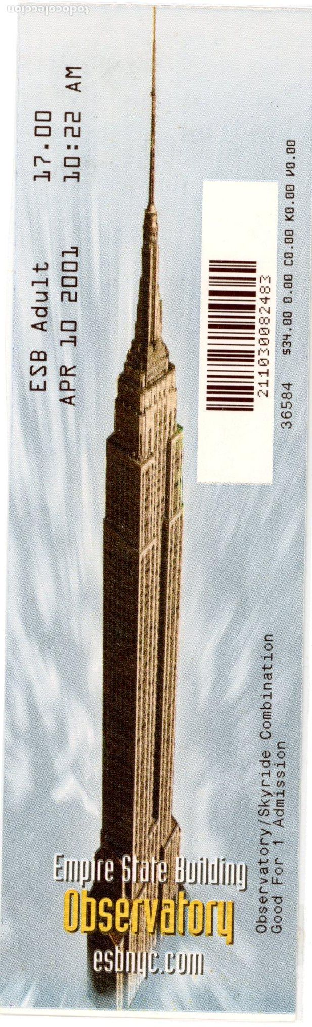Collectionnisme Billets de transport: BILLETE DEL ASCENSOR DE EMPIRE STATE BUILDING DE NUEVA YORK - ESTADOS UNIDOS // S10