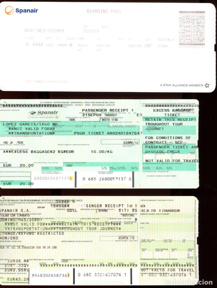 Collectionnisme Billets de transport: AVION - 3 DOCUMENTOS / BILLETES DE SPANAIR // C-2