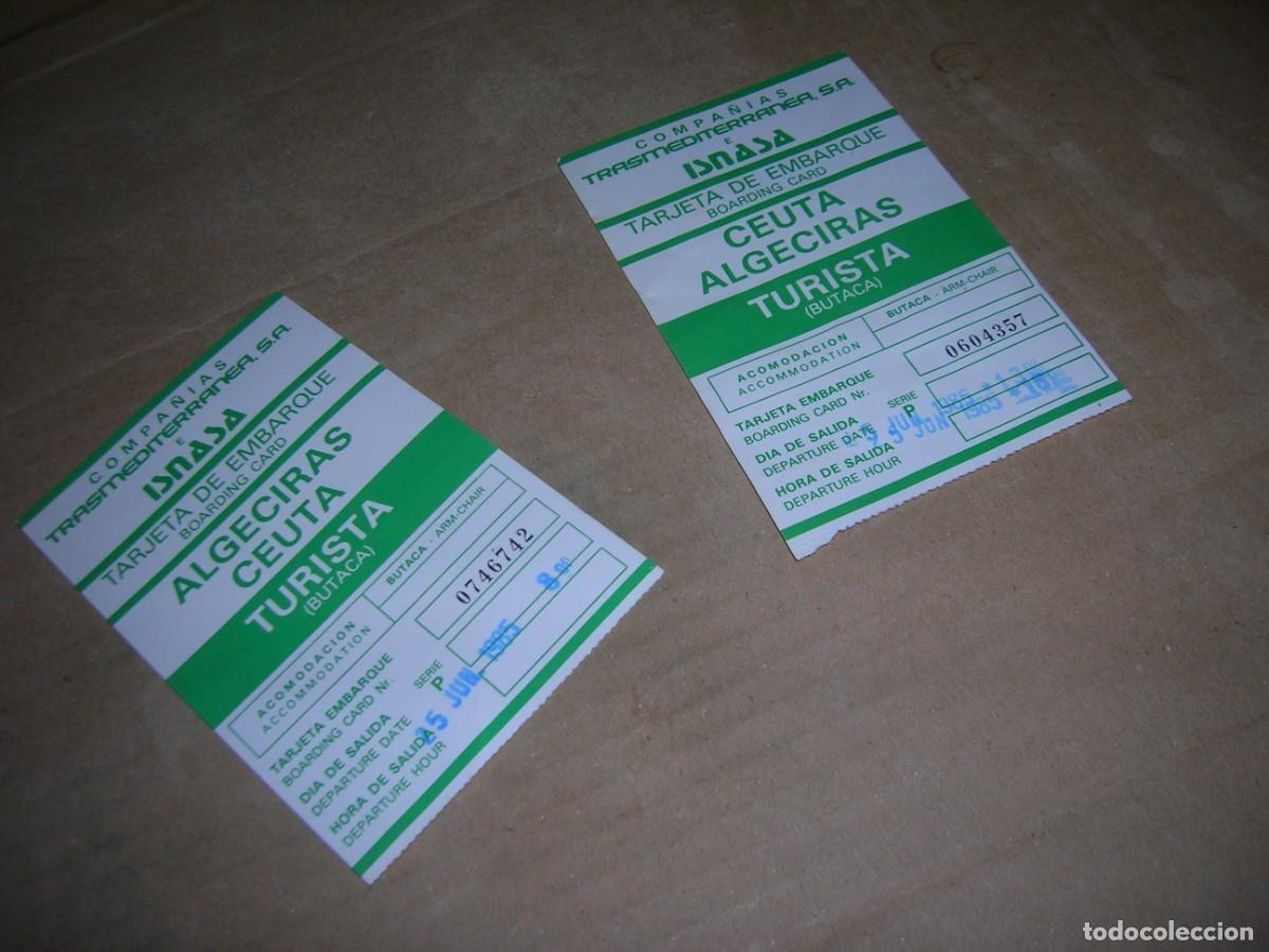 Collectionnisme Billets de transport: Compa&ntilde;ias Trasmediterrania, S. A. e ISNASA. 2 Billetes Algeciras - Ceuta y Ceuta - Algeciras. 1985.