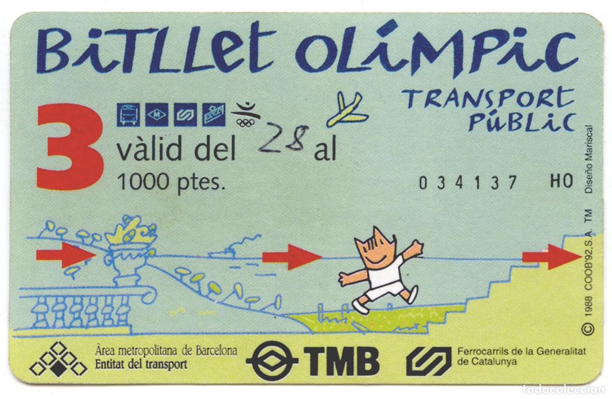 Collectionnisme Billets de transport: COBI - BITLLET OL&Iacute;MPIC TRANSPORT P&Uacute;BLIC TMB - MARISCAL