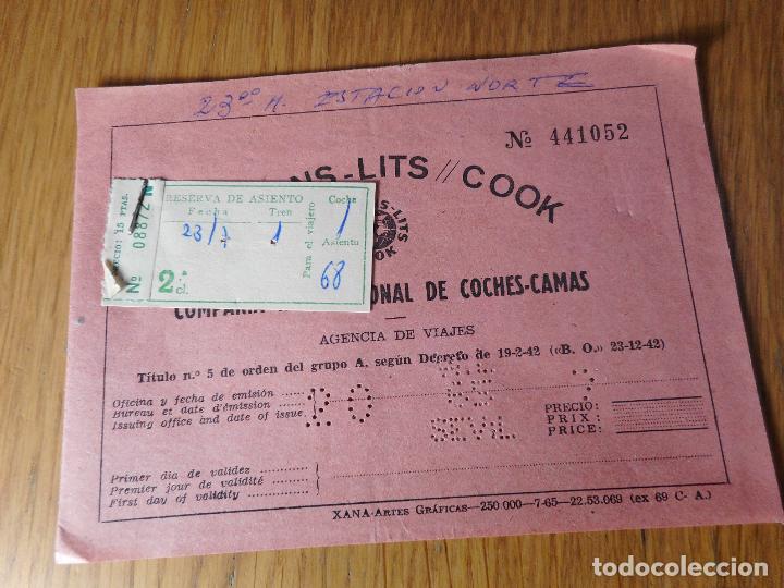 Colecionismos Bilhetes de Transporte: BILLETE WAGONS LITS COOK COMPA&Ntilde;IA INTERNACIONAL COCHES CAMAS MADRID-SAN SEBATIAN 1965