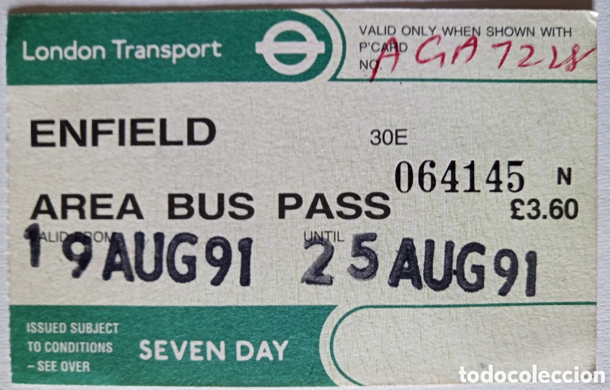 Collectionnisme Billets de transport: BILLETE DE TRANSPORTE DE LONDRES. 1991