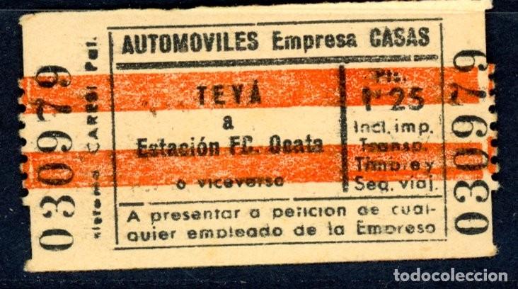 Coleccionismo Billetes de transporte: BILLETE DE AUTOMOVILES EMPR. CASAS - TEYA - OCATA // S40+