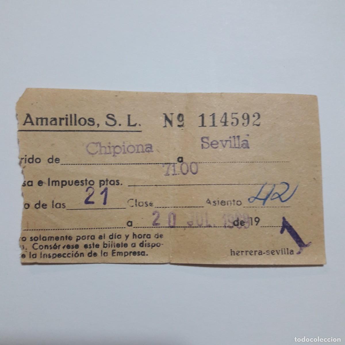Colecionismos Bilhetes de Transporte: Billete transporte Autobuses Amarillos Chipiona 1969