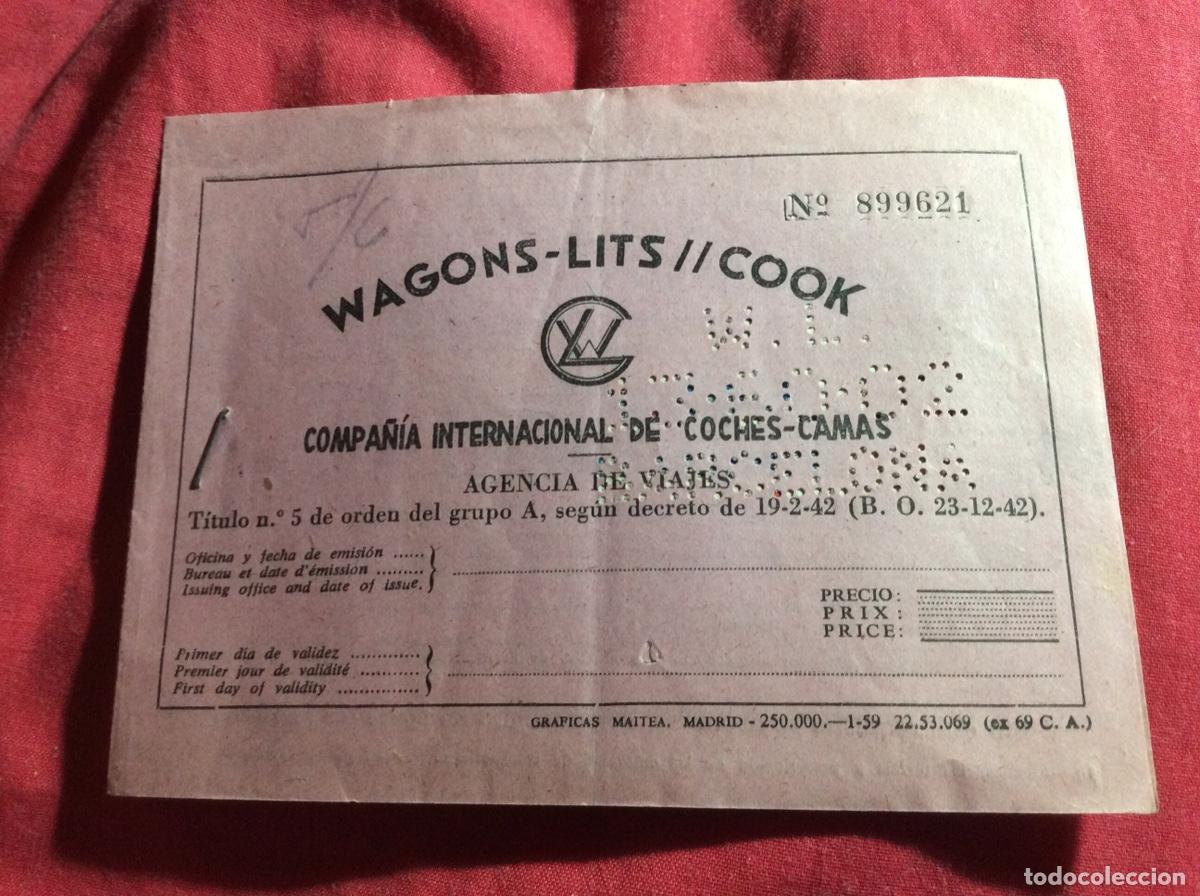 Colecionismos Bilhetes de Transporte: ANTIGUO BILLETE WAGONS LITS. 1959. MADRID - CORDOBA