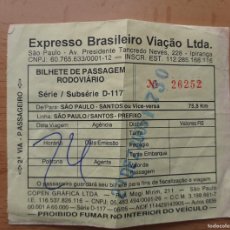Coleccionismo Billetes de transporte: BILLETE EXPRESSO BRASILEIRO VIAÇAO SAO PAULO-SANTOS BILHETE RODOVIÁRIO BRASIL AÑO 2005. Lote 402723159