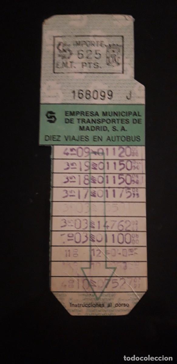 Colecionismos Bilhetes de Transporte: 1 ** BONOBUS DE MADRID .625 PTS. ** A&Ntilde;O 1994 . E.M.T. USADO