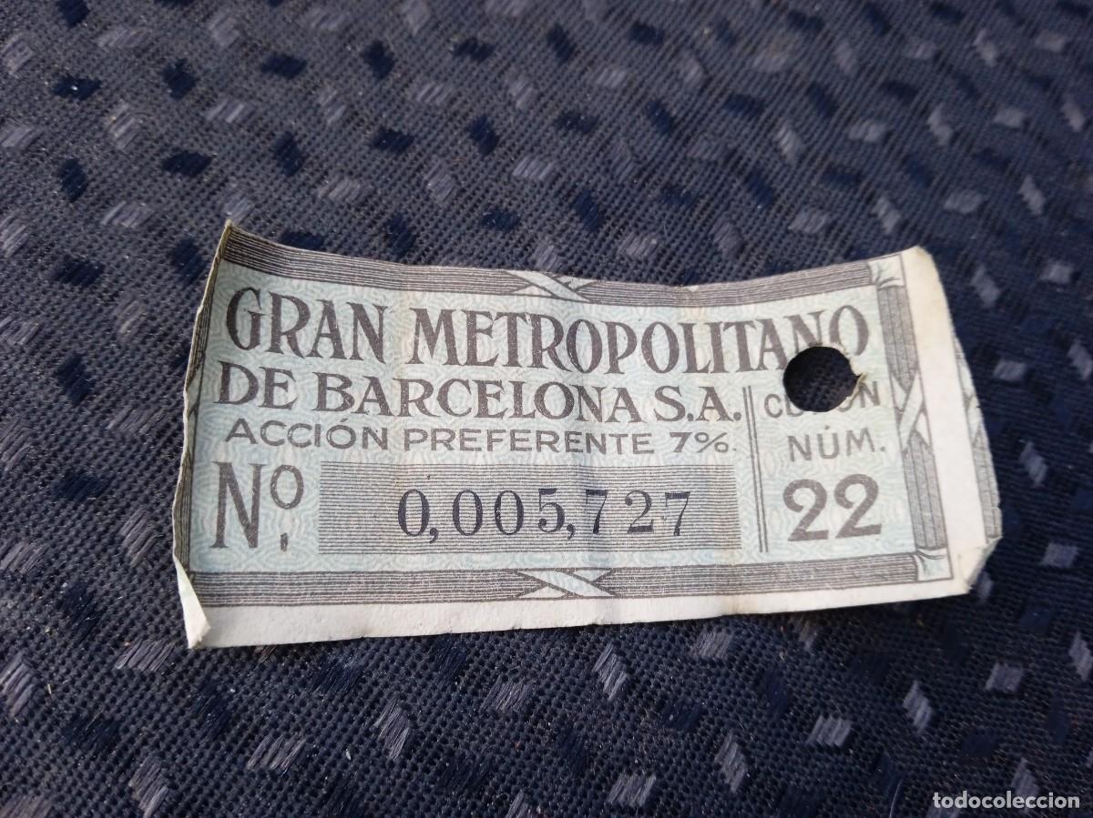 Colecionismos Bilhetes de Transporte: Antiguo billete aut&eacute;ntico Gran Metropolitano de Barcelona. Autentico