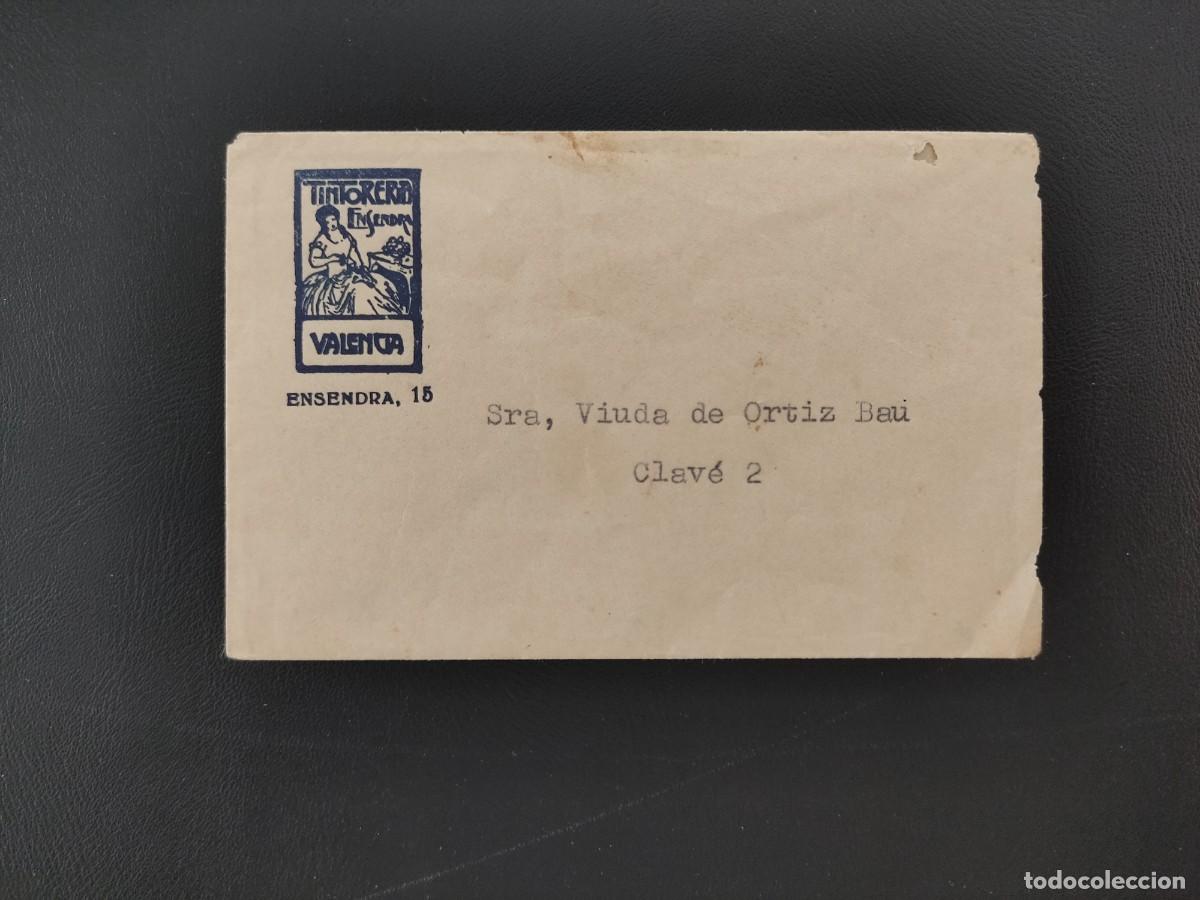 Coleccionismo billetes de transporte: Peque&ntilde;o Sobre comercial publicitario Tintoreria Ensendra Valencia