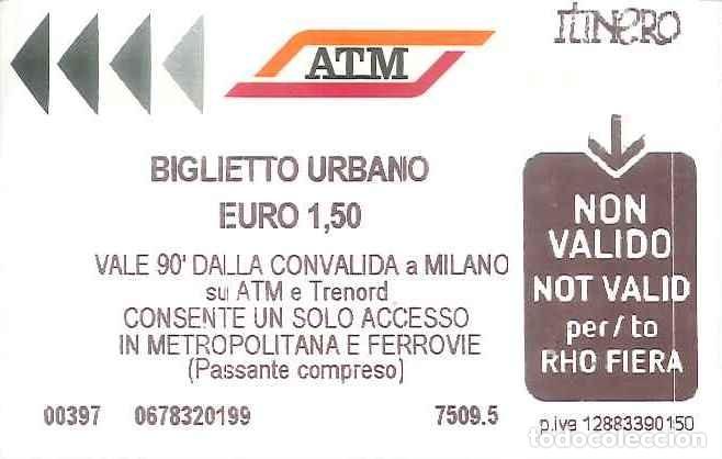Coleccionismo billetes de transporte: BILLETE TRANSPORTES METRO DE MILAN - ITALIA - JULIO 2018