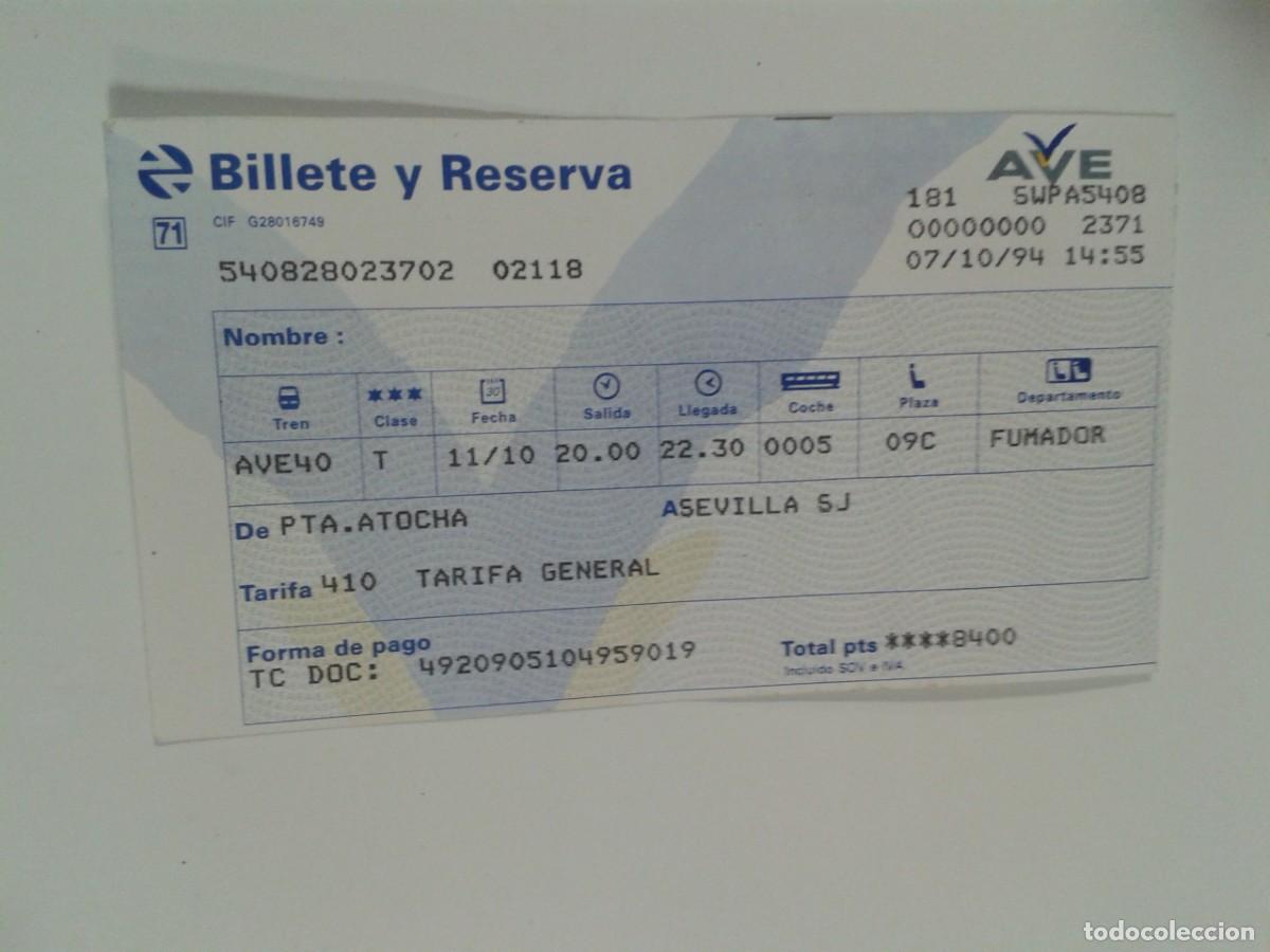 Coleccionismo billetes de transporte: BILLETE DE AVE