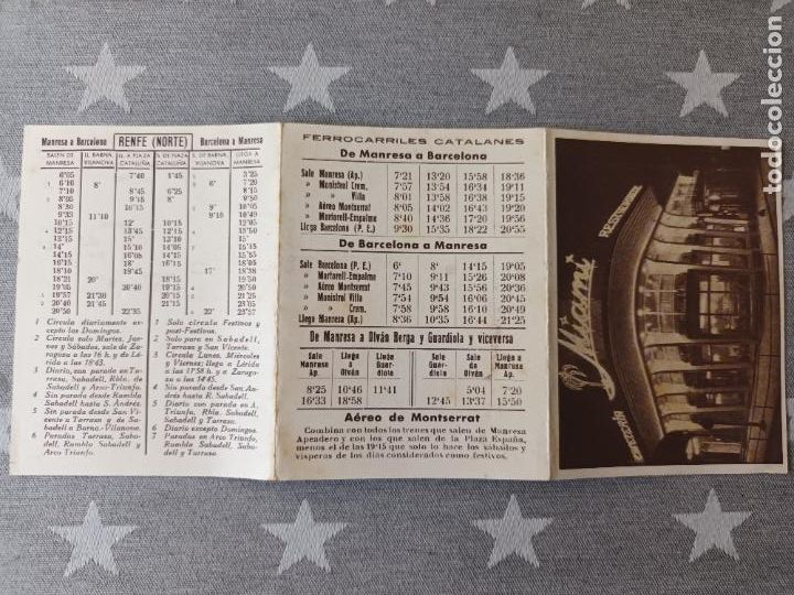 Collectionnisme Billets de transport: MANRESA. MIAMI RESTAURANTE. HORARIOS RENFE TREN FERROCARRILES. AEREO MONTSERRAT.