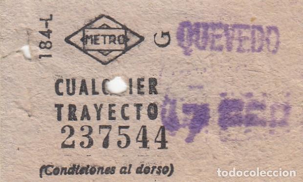 Coleccionismo Billetes de transporte: A&Ntilde;OS 50, BILLETE METRO DE MADRID, QUEVEDO, Env&iacute;o gratis