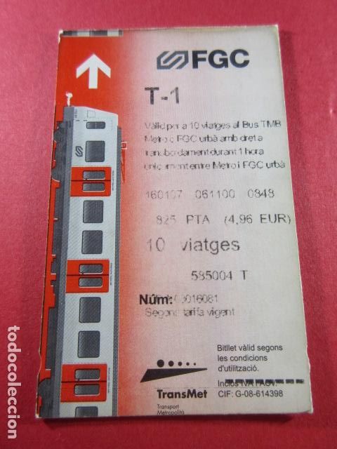 Collectables Transport Tickets: REF: COL_FGC_01 - COLECCION FGC FERROCARRILES GENERALITAT - TARJETA T1