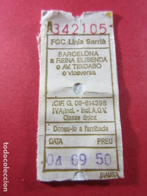 Collectables Transport Tickets: REF: COL_FGC_01 - COLECCION FGC FERROCARRILES GENERALITAT - BILLETE TIBIDABO ELISENDA