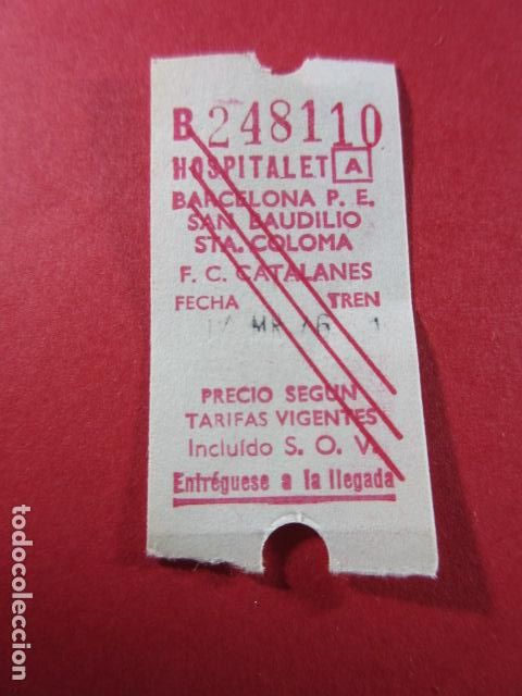 Collectables Transport Tickets: REF: COL_FGC_01 - COLECCION FGC FERROCARRILES GENERALITAT - BILLETE SAN BAUDILIO