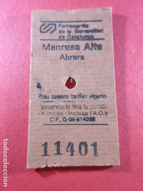 Collectables Transport Tickets: REF: COL_FGC_01 - COLECCION FGC FERROCARRILES GENERALITAT - EDMONSON MANRESA ALTA