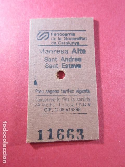 Collectables Transport Tickets: REF: COL_FGC_01 - COLECCION FGC FERROCARRILES GENERALITAT - EDMONSON MANRESA ALTA