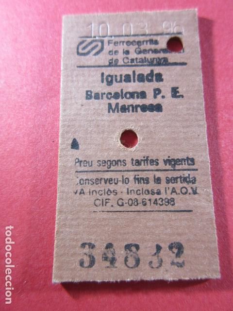 Collectables Transport Tickets: REF: COL_FGC_01 - COLECCION FGC FERROCARRILES GENERALITAT - EDMONSON IGUALADA