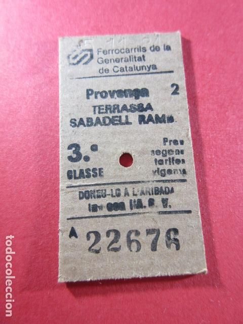 Collectables Transport Tickets: REF: COL_FGC_01 - COLECCION FGC FERROCARRILES GENERALITAT - EDMONSON PROVENZA TERRASSA SABADELL