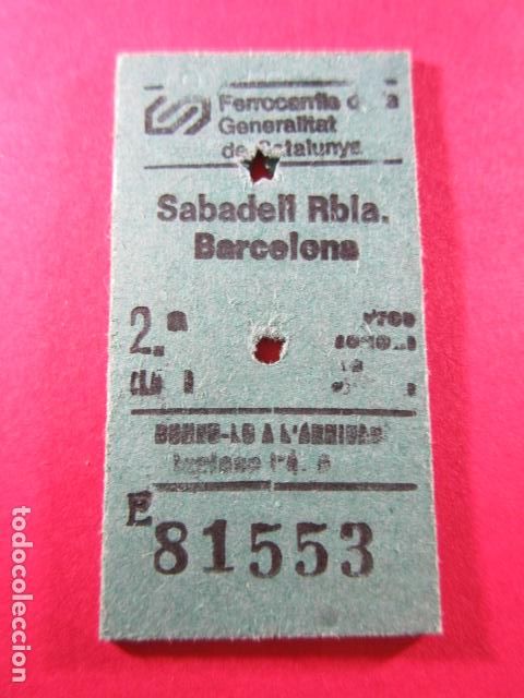Collectables Transport Tickets: REF: COL_FGC_01 - COLECCION FGC FERROCARRILES GENERALITAT - EDMONSON SABADELL RAMBLA