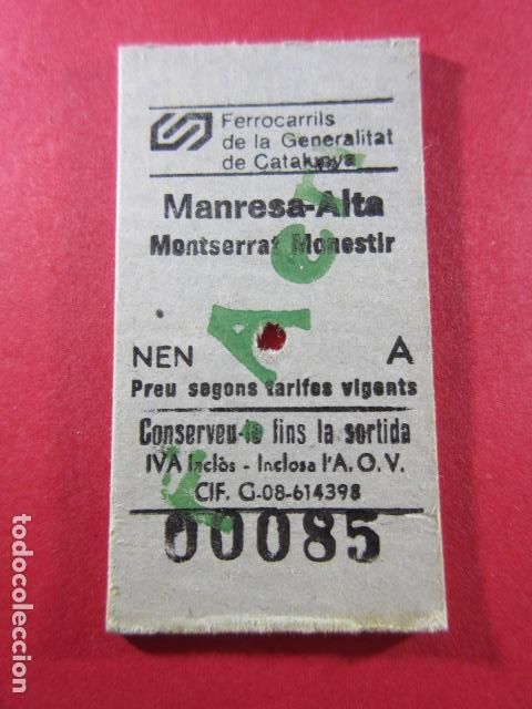 Collectables Transport Tickets: REF: COL_FGC_01 COLECCION FGC FERROCARRILES GENERALITAT - MANRESA ALTA AEREO MONTSERRAT NI&Ntilde;O