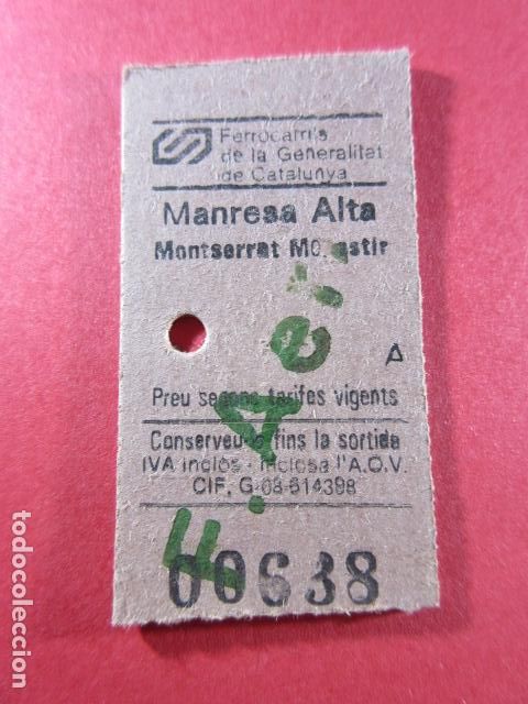 Collectables Transport Tickets: REF: COL_FGC_01 COLECCION FGC FERROCARRILES GENERALITAT - MANRESA ALTA AEREO MONTSERRAT