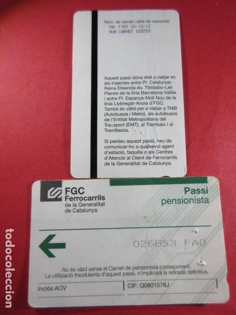 Collectables Transport Tickets: REF: COL_FGC_01 COLECCION FGC FERROCARRILES GENERALITAT TARJETA CARTON PENSIONISTA TIPO n&ordm; SERIE 3
