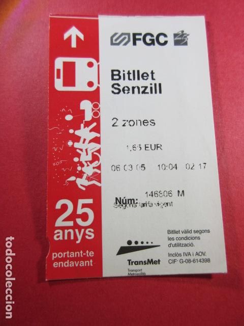 Sammeln von Fahrkarten: REF: COL_FGC_01 COLECCION FGC FERROCARRILES GENERALITAT BILLETE CONMEMORATIVO 25 A&Ntilde;OS FGC