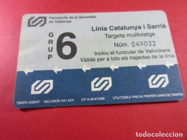 Colecionismos Bilhetes de Transporte: REF: COL_FGC_01 COLECCION FGC FERROCARRILES GENERALITAT TARJETA CARTON AZUL GRUPO 6 Num ARRIBA