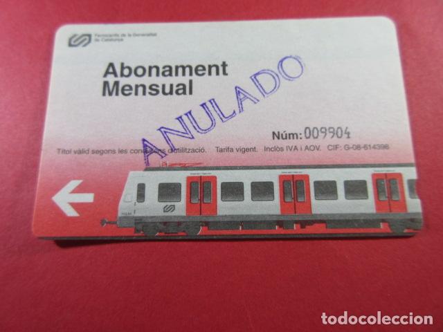 Colecionismos Bilhetes de Transporte: REF: COL_FGC_01 COLECCION FGC FERROCARRILES GENERALITAT TARJETA CARTON ABONO MENSUAL ANULADA - 2
