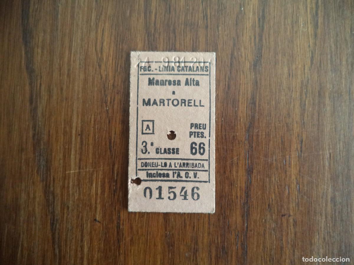 Coleccionismo billetes de transporte: Billete ferrocarril Manresa - Martorell 3&ordf; clase. A&ntilde;o 1984