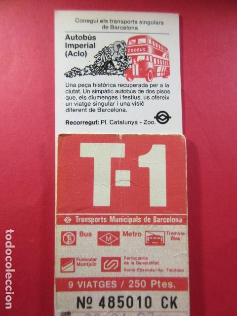 Collectables Transport Tickets: Ref: COL_RESISTIVA - COL_RES_T1 - 1984 - 1985 - ROJA - 250 PESETAS - 9 VIAJE (VER FOTOS/EXPLICACION)