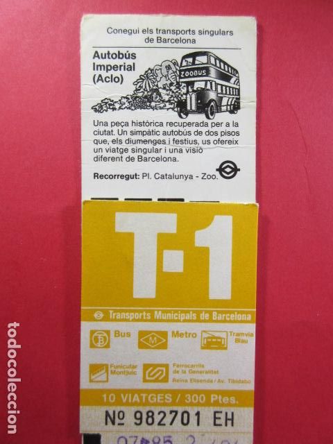 Collectables Transport Tickets: Ref: COL_RESISTIVA - COL_RES_T1 - 1985 - NARANJA - 300 PESETAS - 10 VIAJE