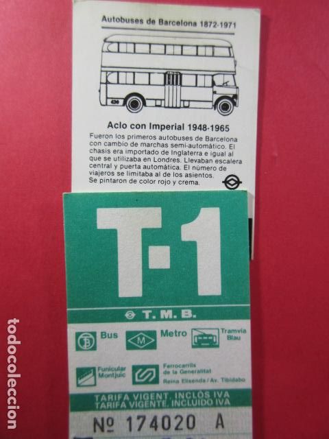 Collectables Transport Tickets: Ref: COL_RESISTIVA - COL_RES_T1 - 1987 - VERDE - SIN PRECIO TMB - TARIFA VIGENTE
