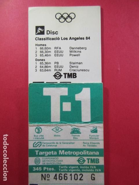 Collectables Transport Tickets: Ref: COL_RESISTIVA - COL_RES_T1 - 1987 -1988 - VERDE - 345 PESETAS -