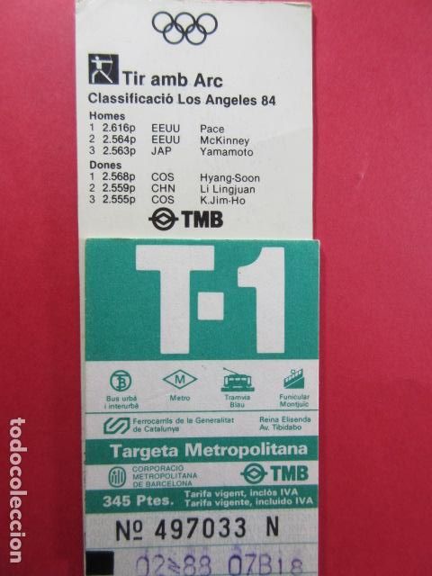 Collectables Transport Tickets: Ref: COL_RESISTIVA - COL_RES_T1 - 1987 -1988 - VERDE - 345 PESETAS -