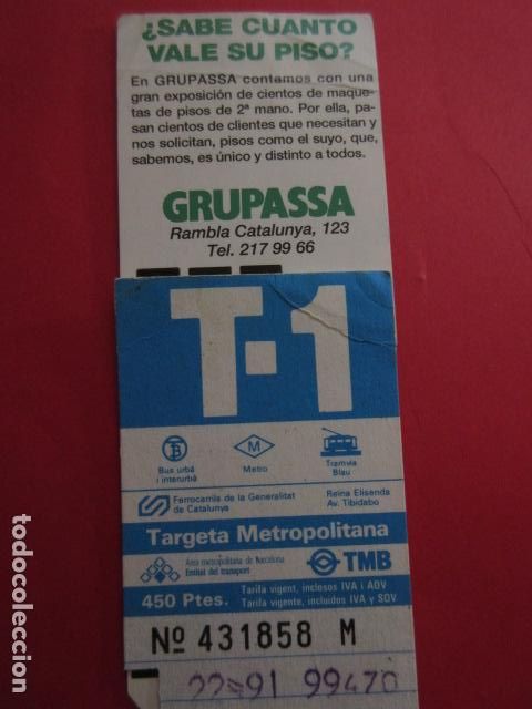 Colecionismos Bilhetes de Transporte: TARJETA RESISTIVA - Ref: COL_RESISTIVA - COL_RES_T1 - 1991 - AZUL - 450 PESETAS