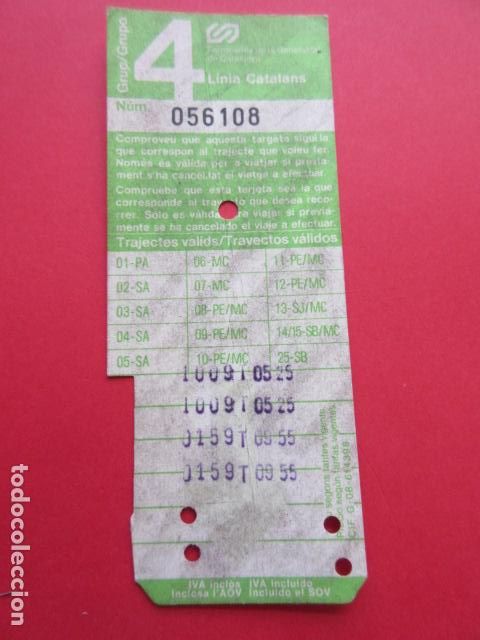 Coleccionismo Billetes de transporte: TARJETA RESISTIVA - Ref: COL_RESISTIVA - COL_RES_FGC - FERROCARRILES GENERALITAT VER FOTO TODAS DIFE