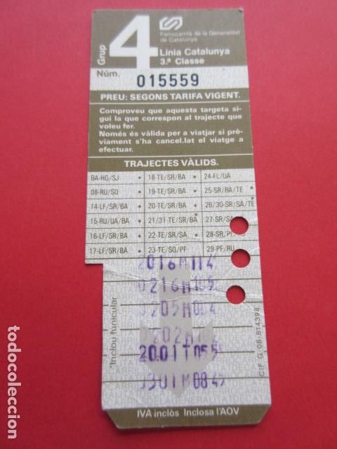 Coleccionismo Billetes de transporte: TARJETA RESISTIVA - Ref: COL_RESISTIVA - COL_RES_FGC - FERROCARRILES GENERALITAT VER FOTO TODAS DIFE