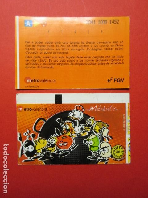 Collectionnisme Billets de transport: TARJETA MOBILIS VALENCIA UITP 2011 METRO MODELO LOGO TRAS. FGV 1 SOCARRAT FERROCARRILES GENERALITAT