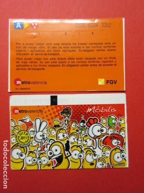 Collectables Transport Tickets: TARJETA MOBILIS VALENCIA UITP 2011 METRO MODELO LOGO TRAS. FGV 1 SOCARRAT FERROCARRILES GENERALITAT