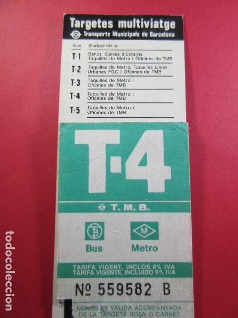 Collectables Transport Tickets: TARJETA RESISTIVA - Ref: COL_RESISTIVA - COL_RES_T4 - 1987 - VERDE - SIN PRECIO - TARIFA VIGENTE