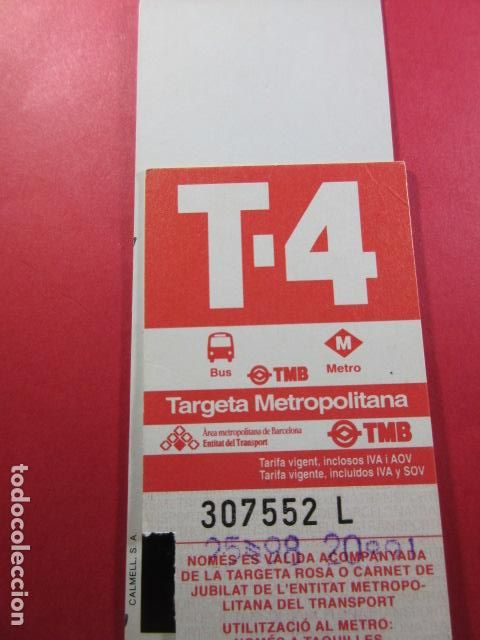 Coleccionismo Billetes de transporte: TARJETA RESISTIVA - Ref: COL_RESISTIVA - COL_RES_T4 - 1998 - ROJA - SIN PRECIO - TAR.VIGE. - CALMELL