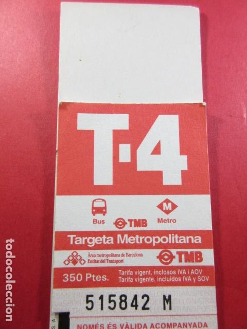 Collectables Transport Tickets: TARJETA RESISTIVA - Ref: COL_RESISTIVA - COL_RES_T4 - 1998 - ROJA - 350 PESETAS CALMELL